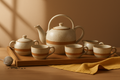 Stone and stripe tea set